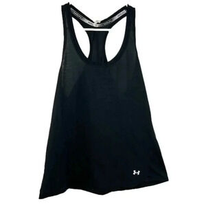 Under Armour Tank Top Womens Small Loose Fit Black Racerback